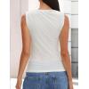 imageZESICA Womens Mesh Tank Top Summer Sleeveless High Neck Ruched Slim Fitted Casual Tee ShirtsWhite