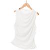 imageZESICA Womens Mesh Tank Top Summer Sleeveless High Neck Ruched Slim Fitted Casual Tee ShirtsWhite