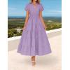 imageZESICA Womens Summer Casual Maxi Dress 2025 Puff Short Sleeve V Neck Ruffle Tiered Flowy Boho Beach DressesLilac
