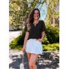 imageZESICA Womens Summer Tops Dressy Casual Short Sleeve Blouses Trendy Elegant ShirtsBlack