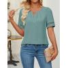 imageZESICA Womens Summer Tops Dressy Casual Short Sleeve Blouses Trendy Elegant ShirtsGreygreen