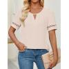 imageZESICA Womens Summer Tops Dressy Casual Short Sleeve Blouses Trendy Elegant ShirtsLightalmond
