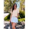 imageZESICA Womens Summer Tops Dressy Casual Short Sleeve Blouses Trendy Elegant ShirtsLightalmond