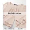 imageZESICA Womens Summer Tops Dressy Casual Short Sleeve Blouses Trendy Elegant ShirtsLightalmond