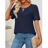 imageZESICA Womens Summer Tops Dressy Casual Short Sleeve Blouses Trendy Elegant ShirtsNavy