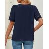 imageZESICA Womens Summer Tops Dressy Casual Short Sleeve Blouses Trendy Elegant ShirtsNavy
