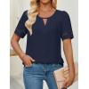 imageZESICA Womens Summer Tops Dressy Casual Short Sleeve Blouses Trendy Elegant ShirtsNavy