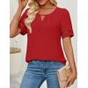imageZESICA Womens Summer Tops Dressy Casual Short Sleeve Blouses Trendy Elegant ShirtsRed