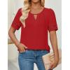 imageZESICA Womens Summer Tops Dressy Casual Short Sleeve Blouses Trendy Elegant ShirtsRed