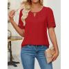 imageZESICA Womens Summer Tops Dressy Casual Short Sleeve Blouses Trendy Elegant ShirtsRed