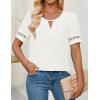 imageZESICA Womens Summer Tops Dressy Casual Short Sleeve Blouses Trendy Elegant ShirtsWhite
