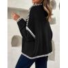 imageZESICA Womens Tie Front Bow Cardigan Sweaters 2025 Casual Long Sleeve Knit Color Block Fall Winter Clothing CoatsBlack