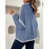 imageZESICA Womens Tie Front Bow Cardigan Sweaters 2025 Casual Long Sleeve Knit Color Block Fall Winter Clothing CoatsBlue