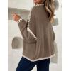 imageZESICA Womens Tie Front Bow Cardigan Sweaters 2025 Casual Long Sleeve Knit Color Block Fall Winter Clothing CoatsCamel
