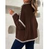 imageZESICA Womens Tie Front Bow Cardigan Sweaters 2025 Casual Long Sleeve Knit Color Block Fall Winter Clothing CoatsCaramel
