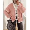 imageZESICA Womens Tie Front Bow Cardigan Sweaters 2025 Casual Long Sleeve Knit Color Block Fall Winter Clothing CoatsPink