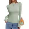imageZESICA Womens Long Sleeve Mock Neck Shirts 2025 Fall Winter Thermal Casual Slim Fit Pullover TopsBean Green