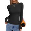 imageZESICA Womens Long Sleeve Mock Neck Shirts 2025 Fall Winter Thermal Casual Slim Fit Pullover TopsBlack