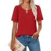 imageZESICA Womens Summer Tops Dressy Casual Short Sleeve Blouses Trendy Elegant ShirtsRed