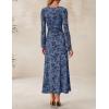 imageZESICA Womens Long Sleeve Floral Bodycon Dress 2025 Fall Fashion Ruched Mesh Wedding Guest Cocktail Party Maxi DressesDusty Blue