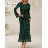 imageZESICA Womens Long Sleeve Floral Bodycon Dress 2025 Fall Fashion Ruched Mesh Wedding Guest Cocktail Party Maxi DressesGreen