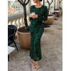imageZESICA Womens Long Sleeve Floral Bodycon Dress 2025 Fall Fashion Ruched Mesh Wedding Guest Cocktail Party Maxi DressesGreen