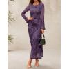 imageZESICA Womens Long Sleeve Floral Bodycon Dress 2025 Fall Fashion Ruched Mesh Wedding Guest Cocktail Party Maxi DressesTie Dye Purple