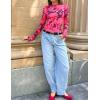 imageZESICA Floral Long Sleeve Tops for Women 2025 Fall Mesh Mock Neck Ruched Fitted Shirts Going Out Blouses Trendy ClothesRose