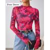 imageZESICA Floral Long Sleeve Tops for Women 2025 Fall Mesh Mock Neck Ruched Fitted Shirts Going Out Blouses Trendy ClothesRose