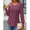 imageZESICA Long Sleeve Shirts for Women Fall Tops Crew Neck Pleated Casual Tunic BlousesFuchsia