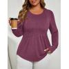 imageZESICA Long Sleeve Shirts for Women Fall Tops Crew Neck Pleated Casual Tunic BlousesFuchsia