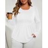 imageZESICA Long Sleeve Shirts for Women Fall Tops Crew Neck Pleated Casual Tunic BlousesWhite