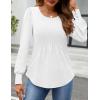 imageZESICA Long Sleeve Shirts for Women Fall Tops Crew Neck Pleated Casual Tunic BlousesWhite