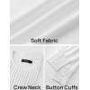 imageZESICA Long Sleeve Shirts for Women Fall Tops Crew Neck Pleated Casual Tunic BlousesWhite