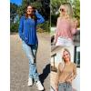 imageZESICA Long Sleeve Shirts for Women Fall Tops Crew Neck Pleated Casual Tunic BlousesWhite