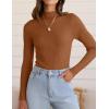 imageZESICA Womens 2025 Fall Long Sleeve Turtleneck T Shirt Ribbed Knit Sweater Slim Fit Basic Casual Tee TopsCaramel