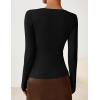 imageZESICA Womens Long Sleeve Asymmetrical Neck Ruched Slim Fit Shirts 2025 Fall Fashion Casual Tee Going Out TopsBlack