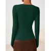 imageZESICA Womens Long Sleeve Asymmetrical Neck Ruched Slim Fit Shirts 2025 Fall Fashion Casual Tee Going Out TopsGreen