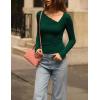 imageZESICA Womens Long Sleeve Asymmetrical Neck Ruched Slim Fit Shirts 2025 Fall Fashion Casual Tee Going Out TopsGreen