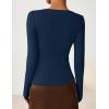 imageZESICA Womens Long Sleeve Asymmetrical Neck Ruched Slim Fit Shirts 2025 Fall Fashion Casual Tee Going Out TopsNavy