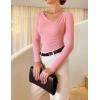 imageZESICA Womens Long Sleeve Asymmetrical Neck Ruched Slim Fit Shirts 2025 Fall Fashion Casual Tee Going Out TopsPink