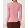 imageZESICA Womens Long Sleeve Asymmetrical Neck Ruched Slim Fit Shirts 2025 Fall Fashion Casual Tee Going Out TopsPink