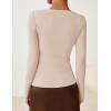 imageZESICA Womens Long Sleeve Asymmetrical Neck Ruched Slim Fit Shirts 2025 Fall Fashion Casual Tee Going Out TopsSand