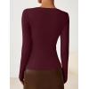 imageZESICA Womens Long Sleeve Asymmetrical Neck Ruched Slim Fit Shirts 2025 Fall Fashion Casual Tee Going Out TopsWine Red