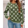 imageZESICA Womens Long Sleeve Crewneck Sweater 2025 Fall Printed Cute Oversized Knitted Pullover Tops Trendy ClothesDusty Green