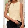 imageZESICA Womens Summer Pleated Tank Top Sleeveless Crewneck Business Casual Loose Tops Shirts 2025 Fashion Clothes OutfitsApricot