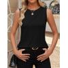 imageZESICA Womens Summer Pleated Tank Top Sleeveless Crewneck Business Casual Loose Tops Shirts 2025 Fashion Clothes OutfitsBlack