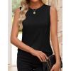imageZESICA Womens Summer Pleated Tank Top Sleeveless Crewneck Business Casual Loose Tops Shirts 2025 Fashion Clothes OutfitsBlack