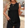 imageZESICA Womens Summer Pleated Tank Top Sleeveless Crewneck Business Casual Loose Tops Shirts 2025 Fashion Clothes OutfitsBlack