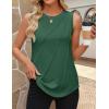imageZESICA Womens Summer Pleated Tank Top Sleeveless Crewneck Business Casual Loose Tops Shirts 2025 Fashion Clothes OutfitsGreen